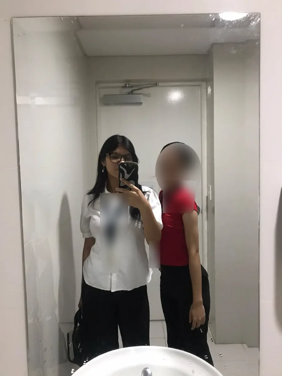 Mirror selfie at the BPO office in work clothes
